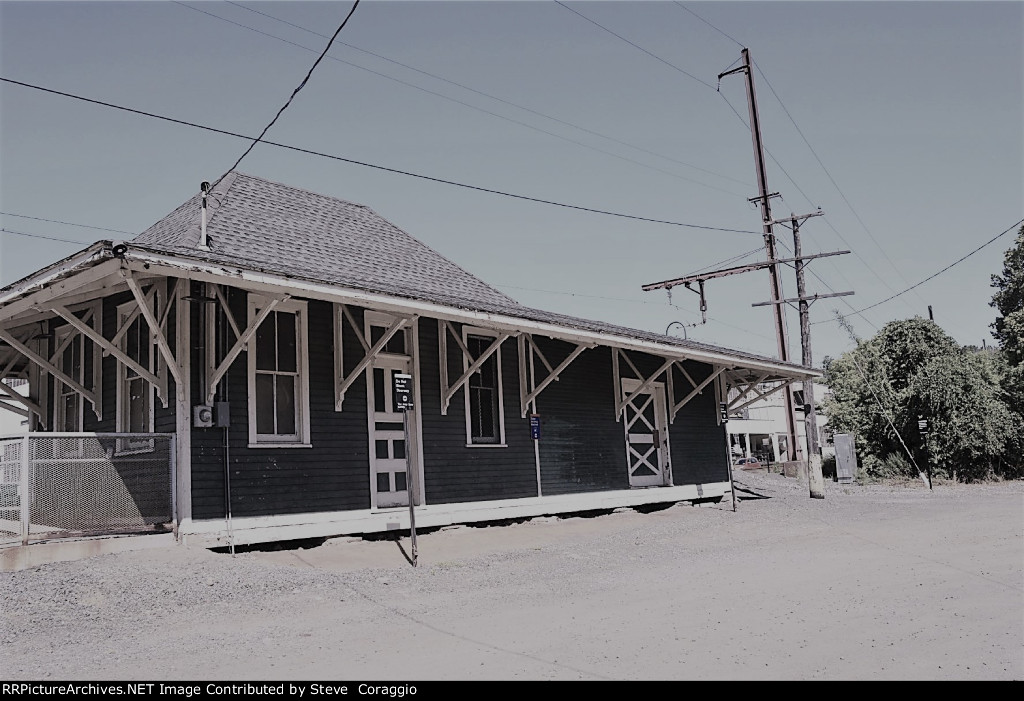 Back of Peapack Station in Slate